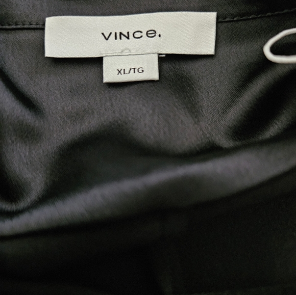 NWT - Vince Nouveau Magnolia Black Long Sleeve Satin Shirt Dress - Size XL - Picture 11 of 15